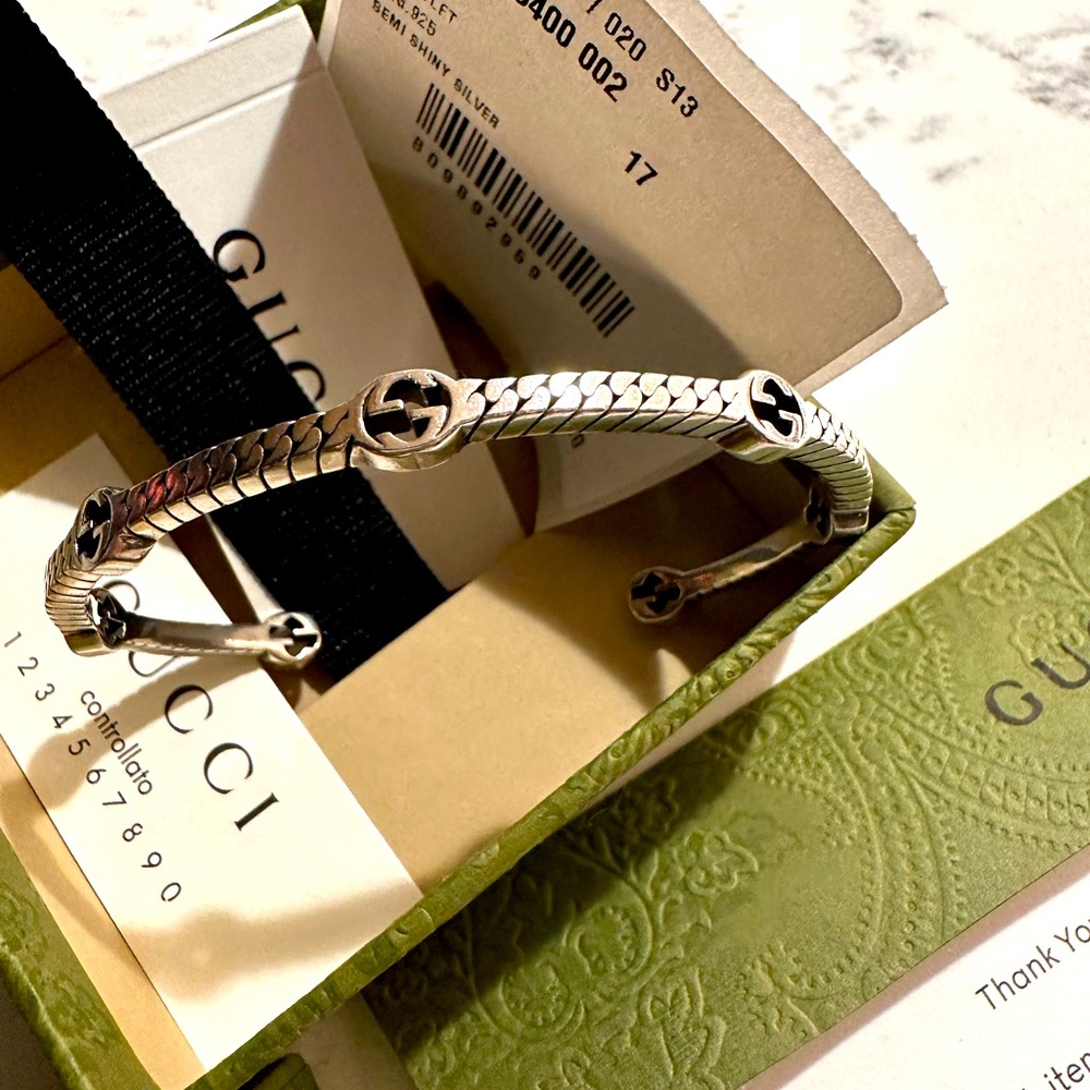 Captivating Silver Gucci Cuff Bracelet